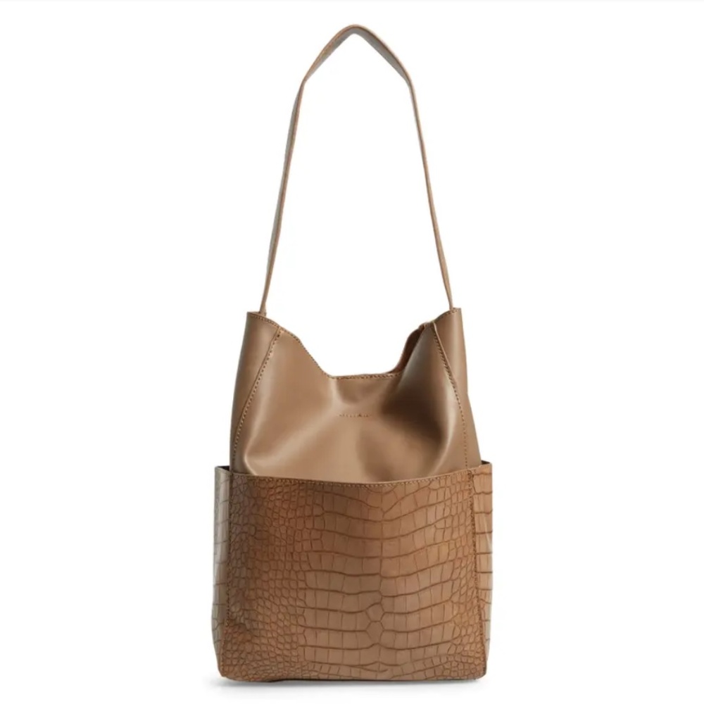 Street Level NWT Croc Embossed Faux Leather Bucket Bag & Removable Pouch…